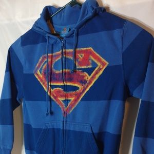 Superman distressed zip up hoodie